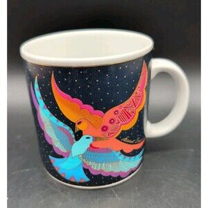 Laurel Burch Night Birds Mug Vintage 1991 Gold Trim